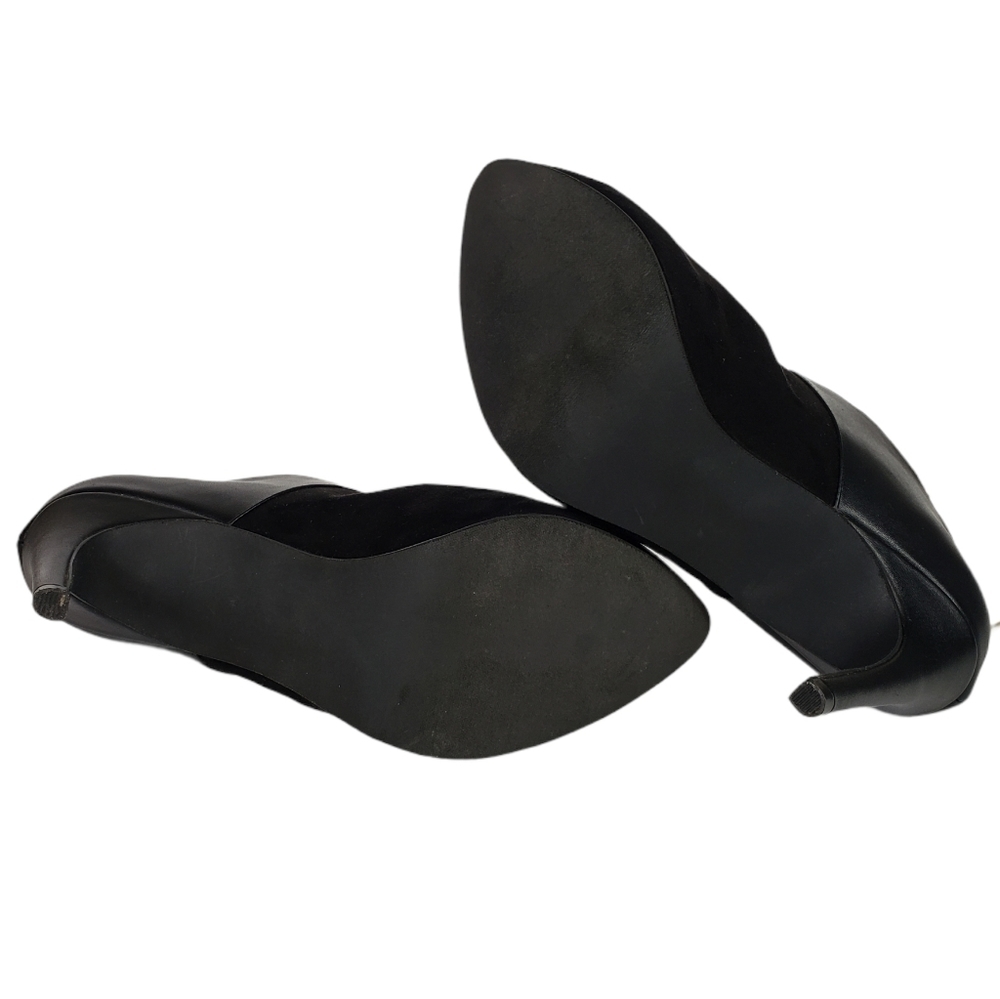 Black Suede Leather Ankle Boots Gold Zip Booties - Picture 5 of 8